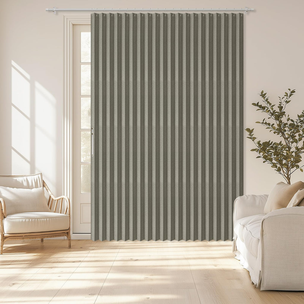 AJAZZ 100% Blackout Accordion Door Magnetic Door Curtain Folding Closet Doors Curtain Invisible Applicable Bedroom Room Living Room Doorway （Grey 42" W x 78" L 1 Panel