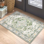Yamaziot Washable Runner Rug, 2x8 Non-Slip Boho Vintage Hallway Rug Runner with Rubber Backing, Stain Resistant & Low Pile Faux Wool Distressed Carpet Runner for Bedroom, Kitchen, Laundry, Entrance