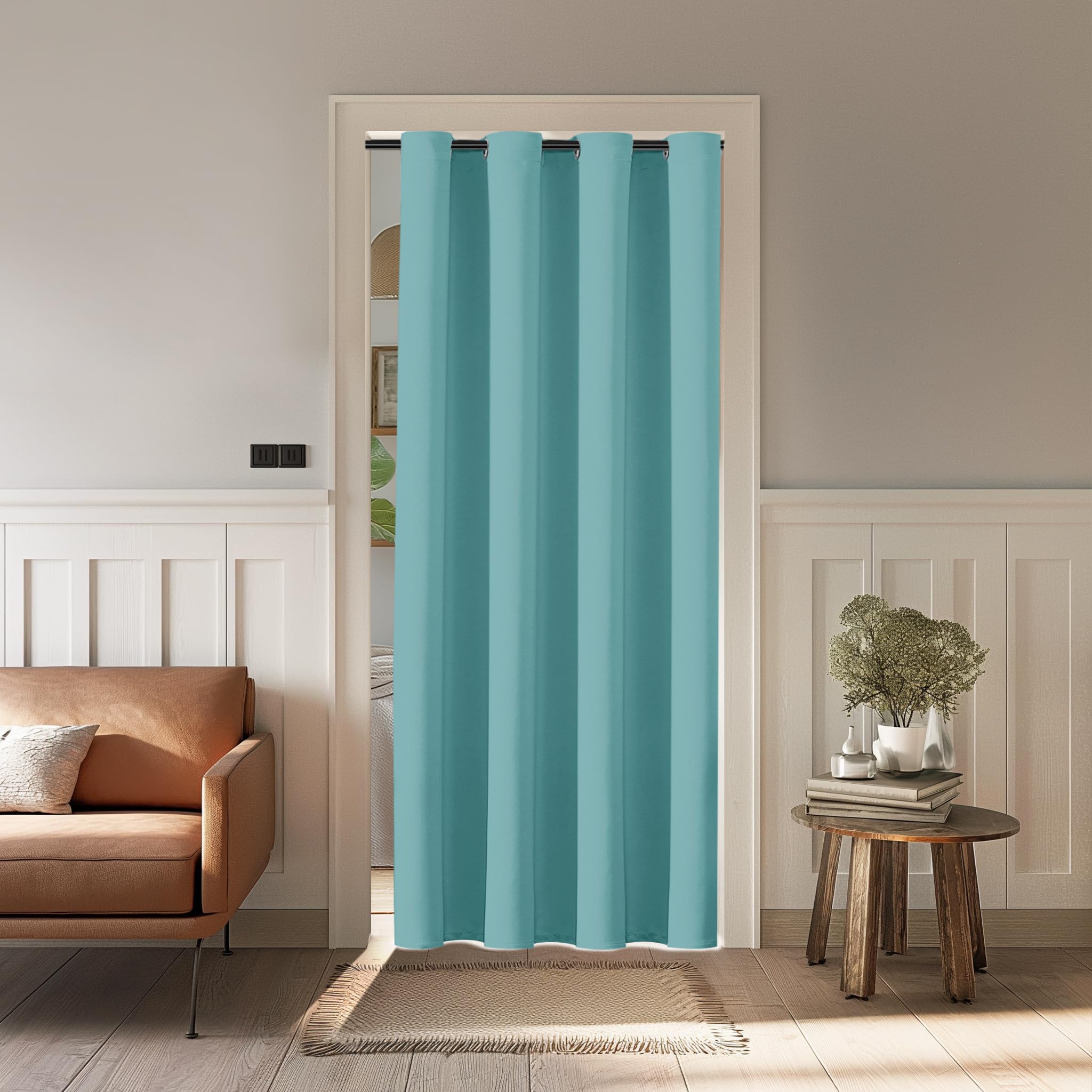 ChrisDowa Blackout Door Curtains for Doorway Privacy, Grommet Closet Curtains for Bedroom Closet Door, Thermal Insulated Temporary Doorway Cover Room Divider Drapes (1 Panel, Dark Grey, 34 x 80 Inch)