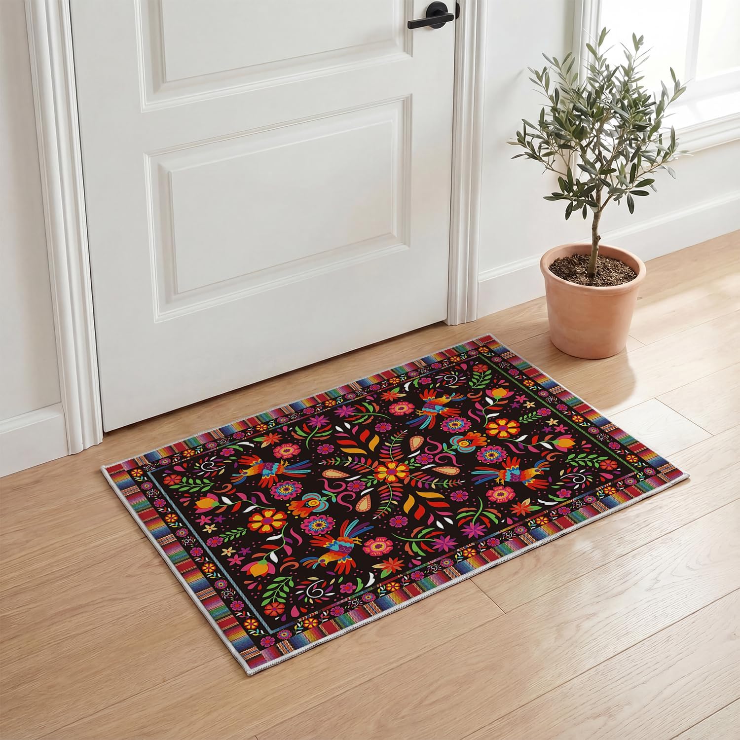 Artoid Mode Bird Dia De Los Muertos Mexican Fiesta Runner Rug, Cinco De Mayo Home Decor Low-Profile Non-Slip Washable Carpet Runner for Hallways Kitchen Laundry Bedroom Bathroom Indoor 2x6 Feet