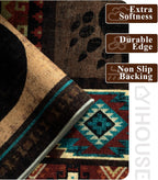 Hallway Runner Rug 2x6 Indoor Door Mat - Bear Rustic Cabin Non-Slip Entryway Rug, Low Pile Tribal Print for Kitchen, Bedroom