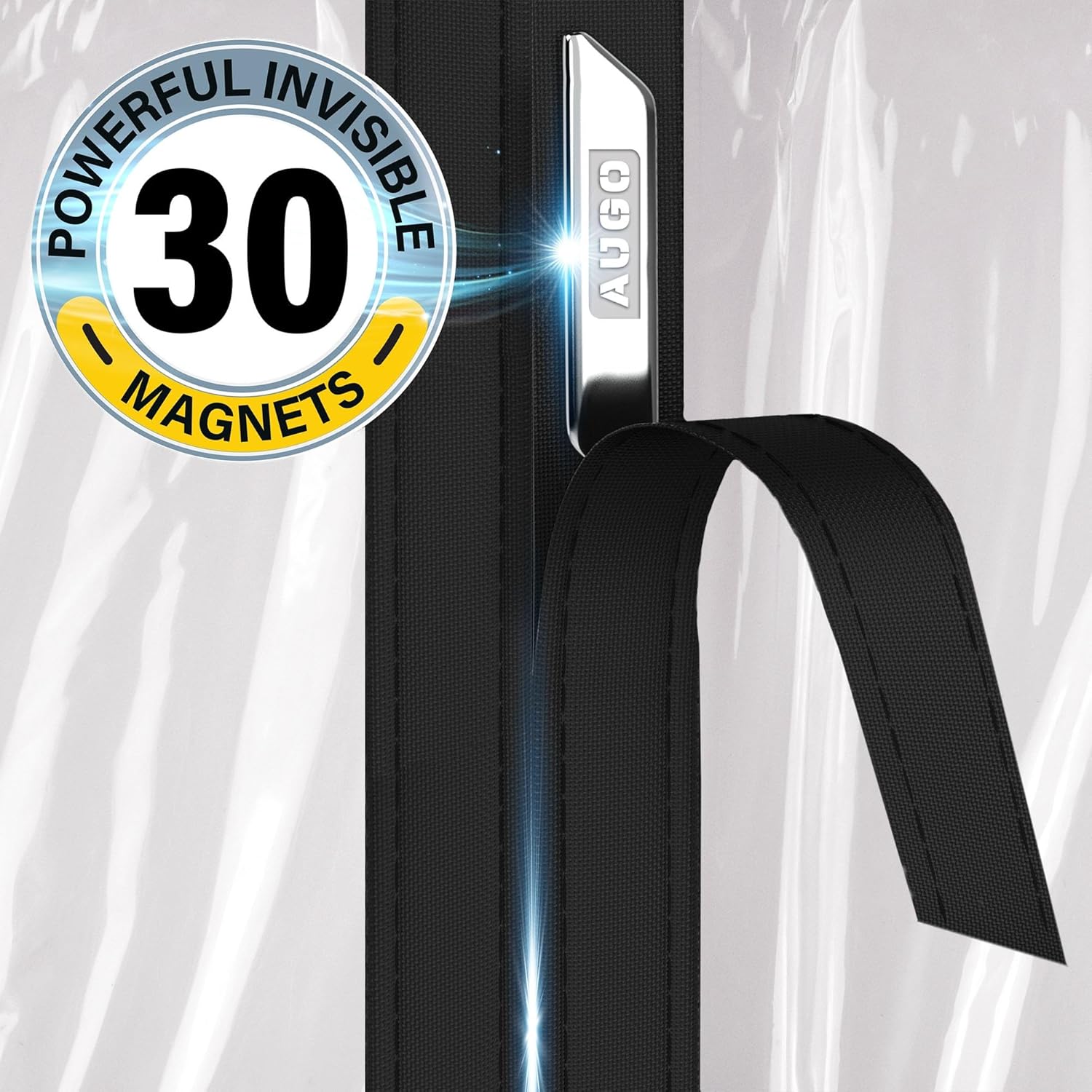 AUGO Magnetic Thermal Insulated Door Curtain - Transparent EVA Door Cover for Winter- Keeps Warm Air in and Cold Air Out - Home Winterizing Products - Patent Pending Keep Open Feature - 38 x 83 Inch