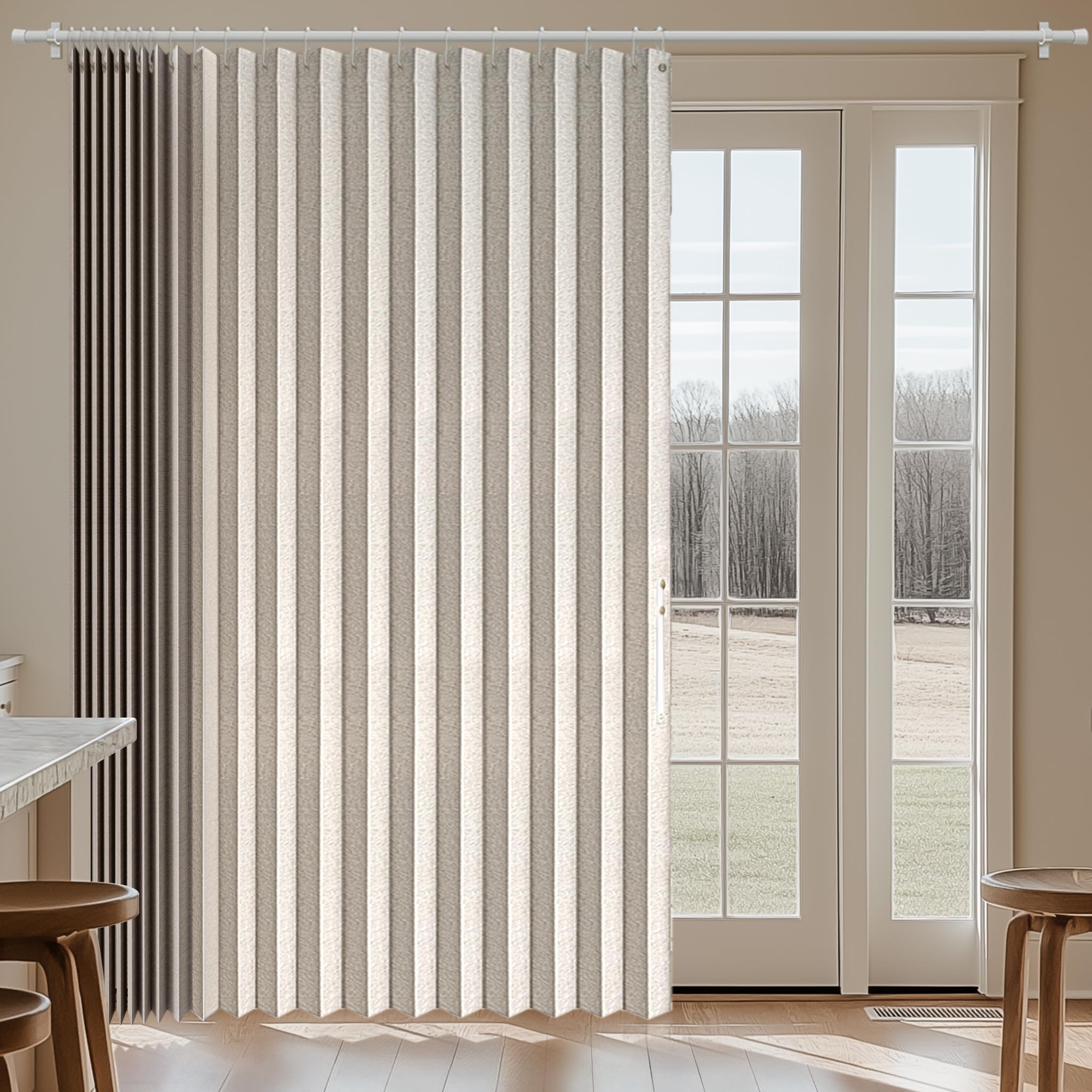 Jilron 100% Blackout Fabric Folding Door Curtain with Magnetic Closure - Accordion Style for Sliding Doors, Closets,Wardrobe and Temporary Door Solutions Doorway Curtains（W42 x L78, Black，1 Panel）