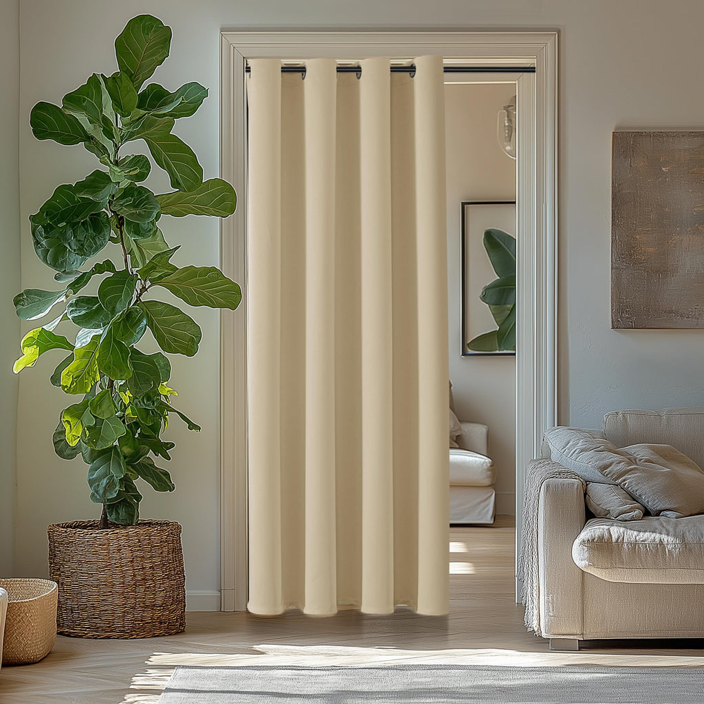 ChrisDowa Blackout Door Curtains for Doorway Privacy, Grommet Closet Curtains for Bedroom Closet Door, Thermal Insulated Temporary Doorway Cover Room Divider Drapes (1 Panel, Dark Grey, 34 x 80 Inch)
