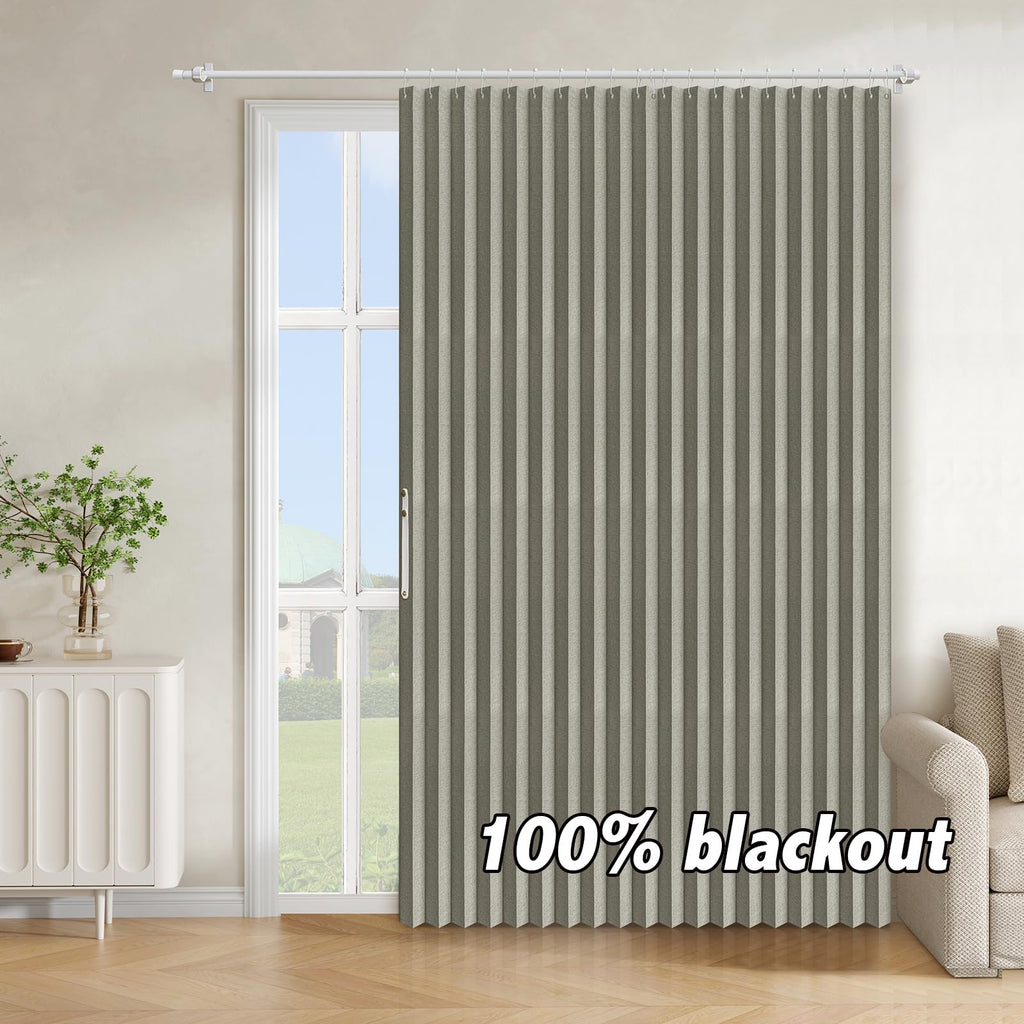AJAZZ 100% Blackout Accordion Door Magnetic Door Curtain Folding Closet Doors Curtain Invisible Applicable Bedroom Room Living Room Doorway （Grey 42" W x 78" L 1 Panel