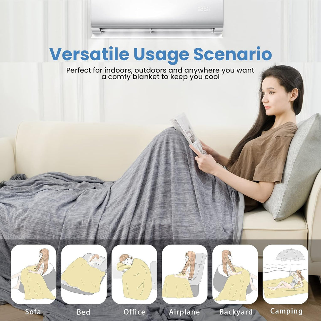 OIGAE Cooling Blanket for Hot Sleepers - Soft & Lightweight Summer Cold Blanket for Night Sweats | Perfect for Bed, Couch, Sofa (Grey, Throw 50" x 70")