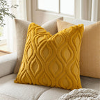 Set of 2 18x18 Inch Mustard Yellow Soft Plush Faux Wool Throw Pillow Covers Farmhouse Boho Decor for Sofa Bed Living Room