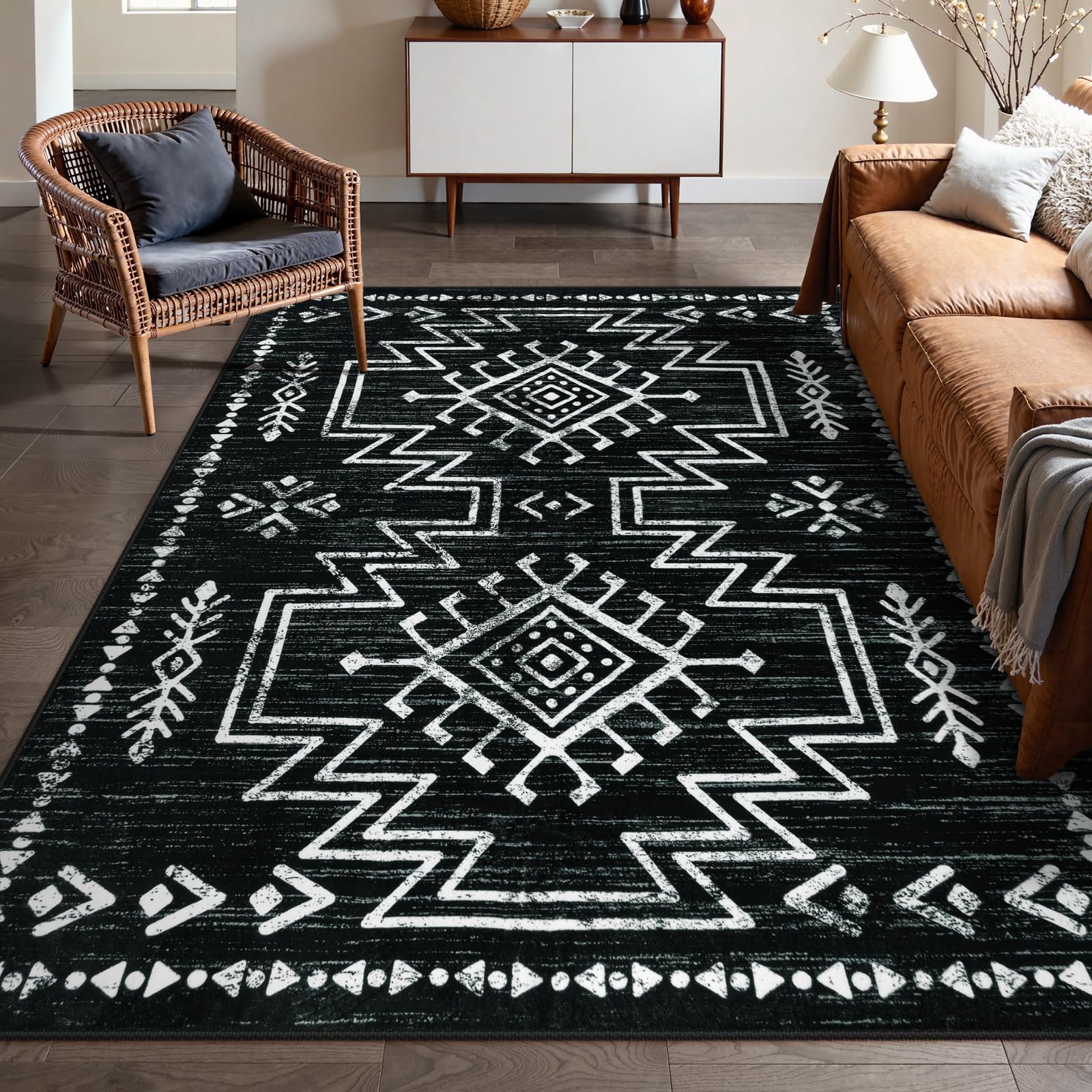 Lahome Vivienne Orange Hallway Runner Rug Non Slip, Boho Washable Western Runner Rug, Stain Resistant Aztec Fall Long Carpte for Entryway Entrance Indoor (2'5''x8')