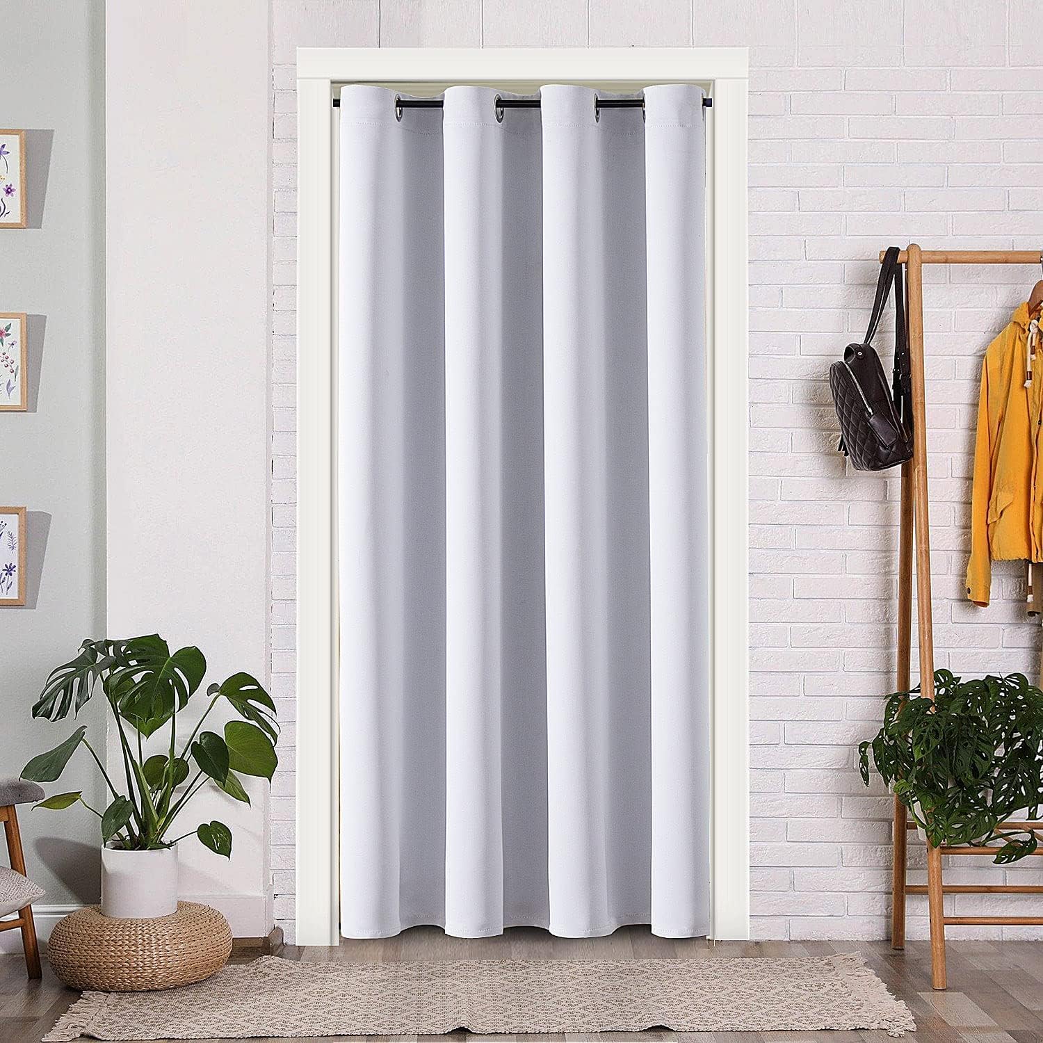 ChrisDowa Blackout Door Curtains for Doorway Privacy, Grommet Closet Curtains for Bedroom Closet Door, Thermal Insulated Temporary Doorway Cover Room Divider Drapes (1 Panel, Dark Grey, 34 x 80 Inch)