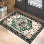 Yamaziot Washable Runner Rug, 2x8 Non-Slip Boho Vintage Hallway Rug Runner with Rubber Backing, Stain Resistant & Low Pile Faux Wool Distressed Carpet Runner for Bedroom, Kitchen, Laundry, Entrance