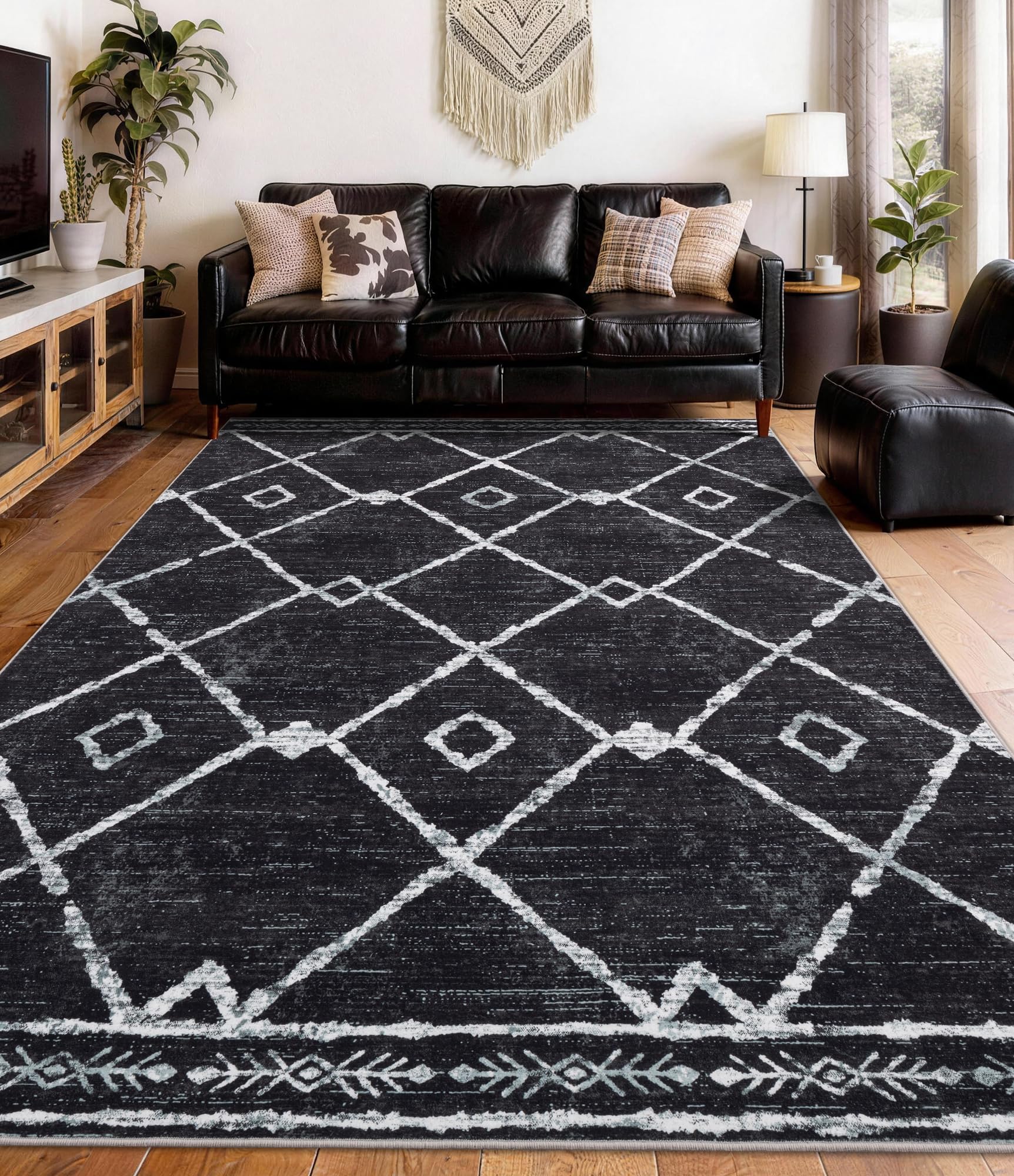 Hallway Runner Rug 2x6 Indoor Door Mat - Bear Rustic Cabin Non-Slip Entryway Rug, Low Pile Tribal Print for Kitchen, Bedroom