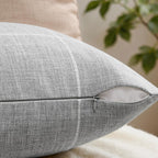 2 Packs Grid Embroidery Throw Pillow Covers, 18x18 Inch Light Grey, Farmhouse Linen Decorative Grey Cushion Covers for Sofa Bed Living Room Home Decor