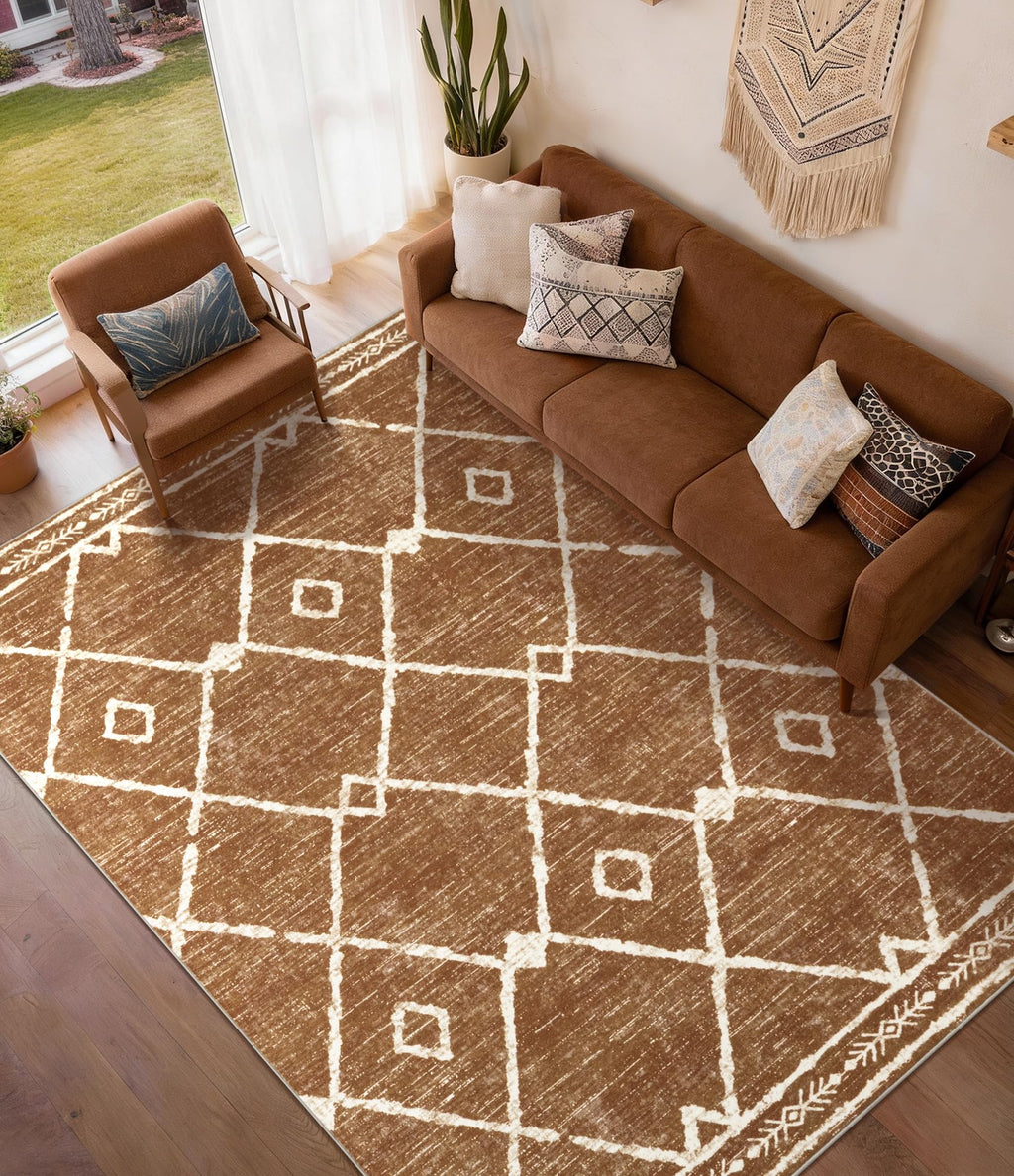 Hallway Runner Rug 2x6 Indoor Door Mat - Bear Rustic Cabin Non-Slip Entryway Rug, Low Pile Tribal Print for Kitchen, Bedroom