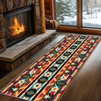 Aztec Rugs for Bedroom, Aztec Runner Rug, 2x7ft, Southwest Native American Rustic Hallway Runner, Boho Ethnic Retro Low Pile Washable Runner Rug - Aztec Home Decor