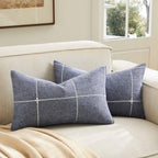 2 Packs Grid Embroidery Throw Pillow Covers, 18x18 Inch Light Sage Green, Farmhouse Linen Decorative Light Green Cushion Covers for Sofa Bed Living Room Home Decor
