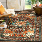 Yamaziot Washable Runner Rug, 2x8 Non-Slip Boho Vintage Hallway Rug Runner with Rubber Backing, Stain Resistant & Low Pile Faux Wool Distressed Carpet Runner for Bedroom, Kitchen, Laundry, Entrance