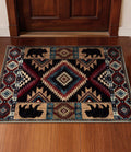Hallway Runner Rug 2x6 Indoor Door Mat - Bear Rustic Cabin Non-Slip Entryway Rug, Low Pile Tribal Print for Kitchen, Bedroom