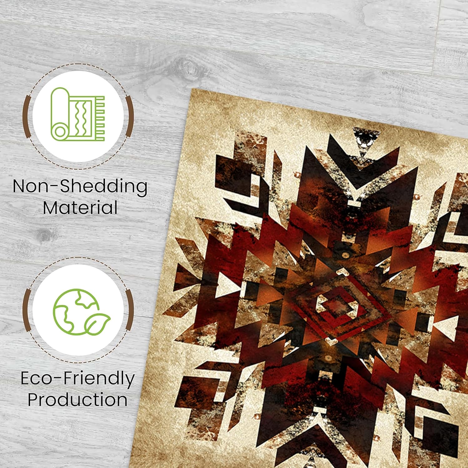 Southwestern Tribal Runner Rug, 2x6ft, Native American Ethnic Pattern Print Distressed Aztec Retro Throw Rugs, Cozy Reduce Noise Western Decor Rugs for Living Room Bedroom