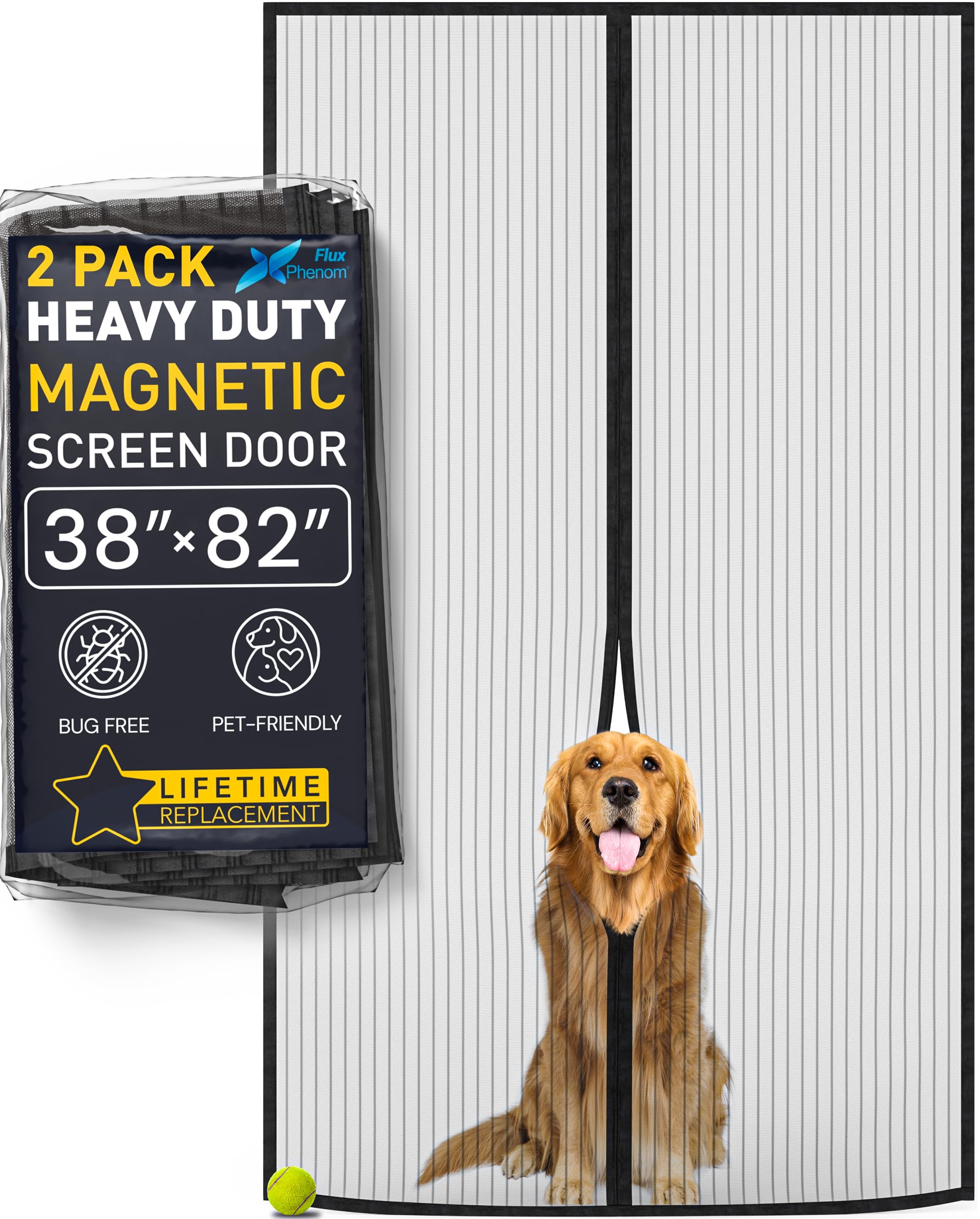 Flux Phenom Thermal Insulated Door Cover - Easy Install - Temperature Protection Barrier, Keeps Warm Air in, 50 Magnets for Secure Gap Free Closure, Magnetic Door Curtain for Winter - 40"x82"