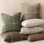 Foindtower Pack of 2 Decorative Faux Linen Jacquard Check Throw Pillow Covers Farmhouse Cushion Cover with Grid Textured Accent Pillowcase for Couch Sofa Living Room Home Decor,20×20 Inch,Olive Green