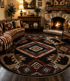 Hallway Runner Rug 2x6 Indoor Door Mat - Bear Rustic Cabin Non-Slip Entryway Rug, Low Pile Tribal Print for Kitchen, Bedroom