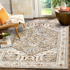 Yamaziot Washable Runner Rug, 2x8 Non-Slip Boho Vintage Hallway Rug Runner with Rubber Backing, Stain Resistant & Low Pile Faux Wool Distressed Carpet Runner for Bedroom, Kitchen, Laundry, Entrance