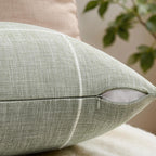 2 Packs Grid Embroidery Throw Pillow Covers, 18x18 Inch Light Sage Green, Farmhouse Linen Decorative Light Green Cushion Covers for Sofa Bed Living Room Home Decor