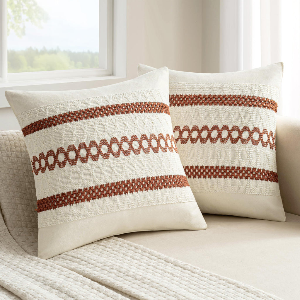 Set of 2 18x18 Inch Sage Green Macrame Woven Boho Farmhouse Pillow Covers Retro Cotton Cushion Cases for Sofa Bed Chair Summer Spring Decor