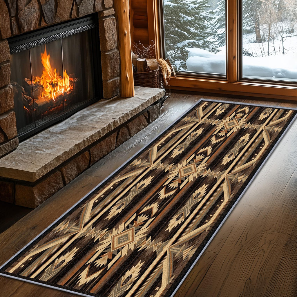 Aztec Rugs for Bedroom, Aztec Runner Rug, 2x7ft, Southwest Native American Rustic Hallway Runner, Boho Ethnic Retro Low Pile Washable Runner Rug - Aztec Home Decor