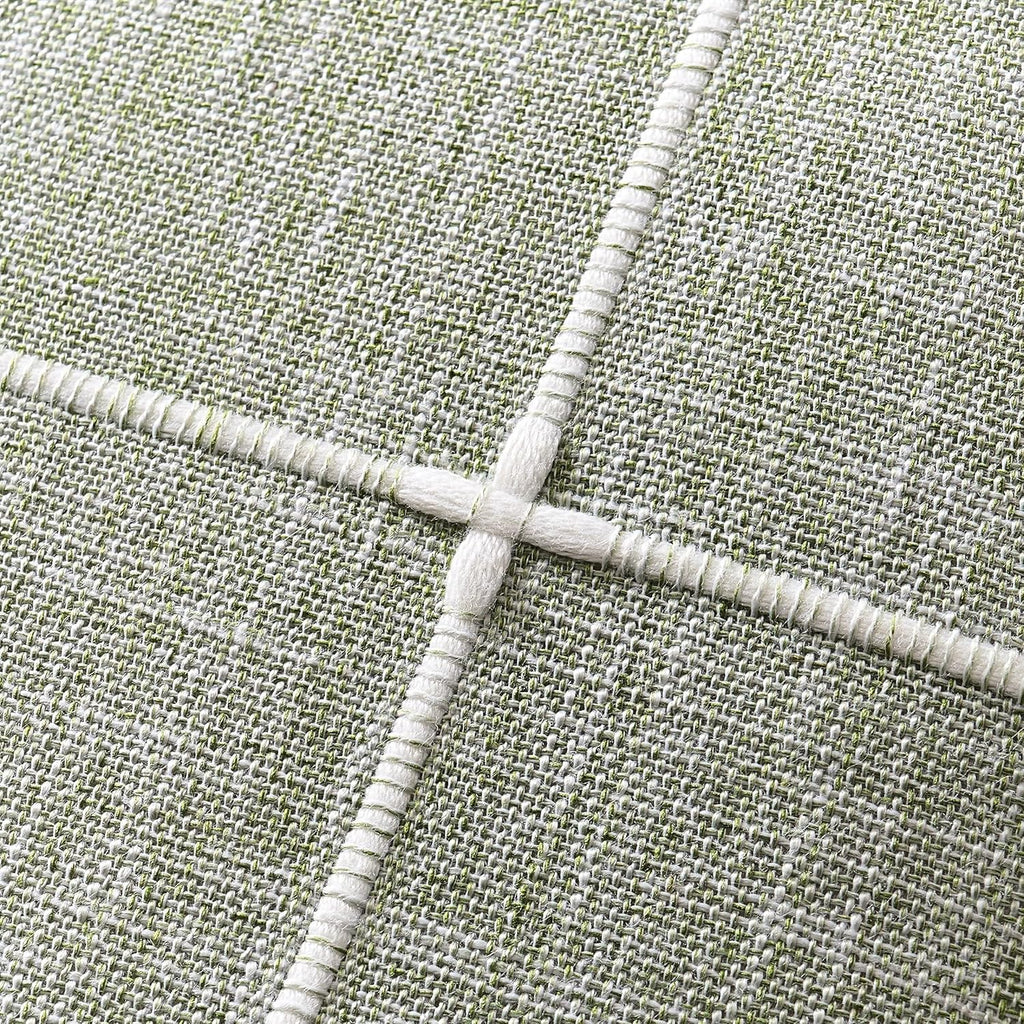 2 Packs Grid Embroidery Throw Pillow Covers, 18x18 Inch Light Sage Green, Farmhouse Linen Decorative Light Green Cushion Covers for Sofa Bed Living Room Home Decor