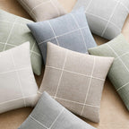 2 Packs Grid Embroidery Throw Pillow Covers, 18x18 Inch Light Grey, Farmhouse Linen Decorative Grey Cushion Covers for Sofa Bed Living Room Home Decor